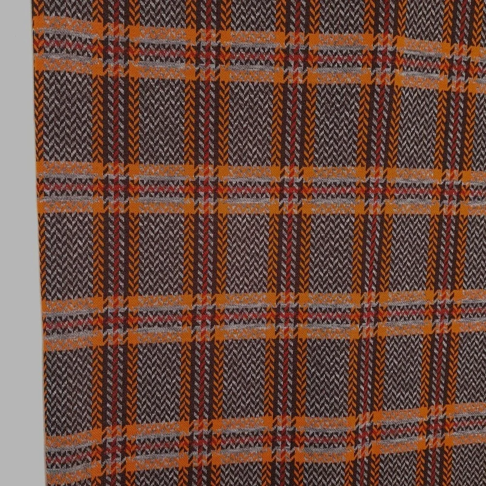 Vintage 1970s Plaid Herringbone Fabric 1.55 Yards 60